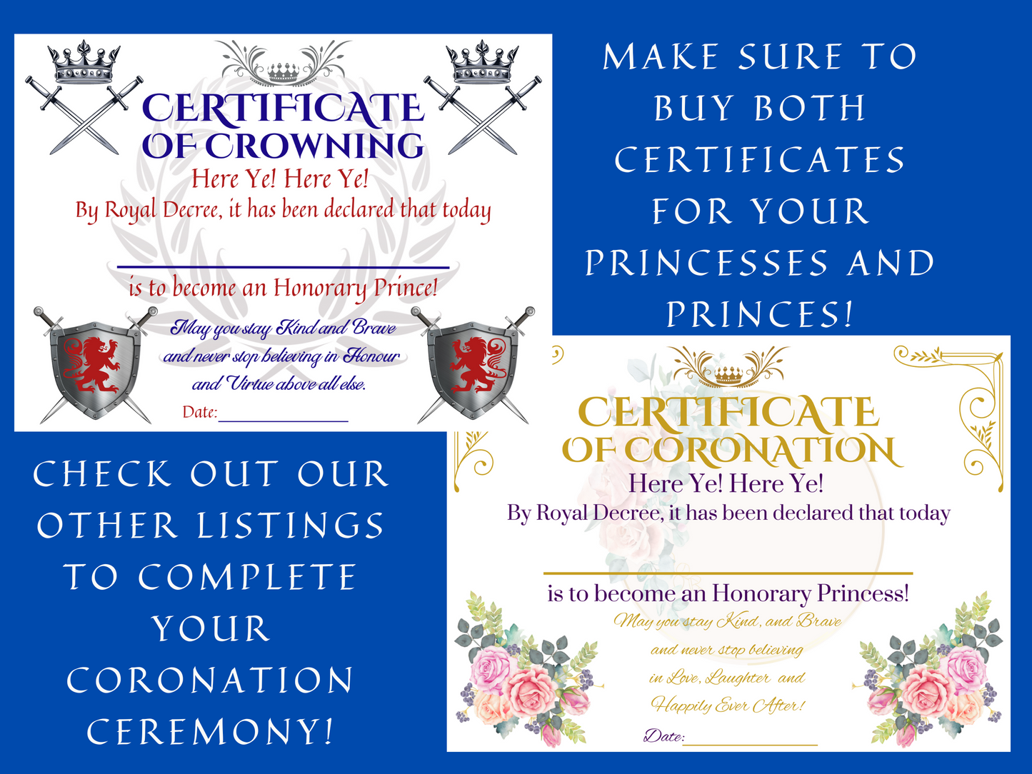 Princess Coronation Certificate for Princess Crowning Ceremony (Personalize through Corjl)