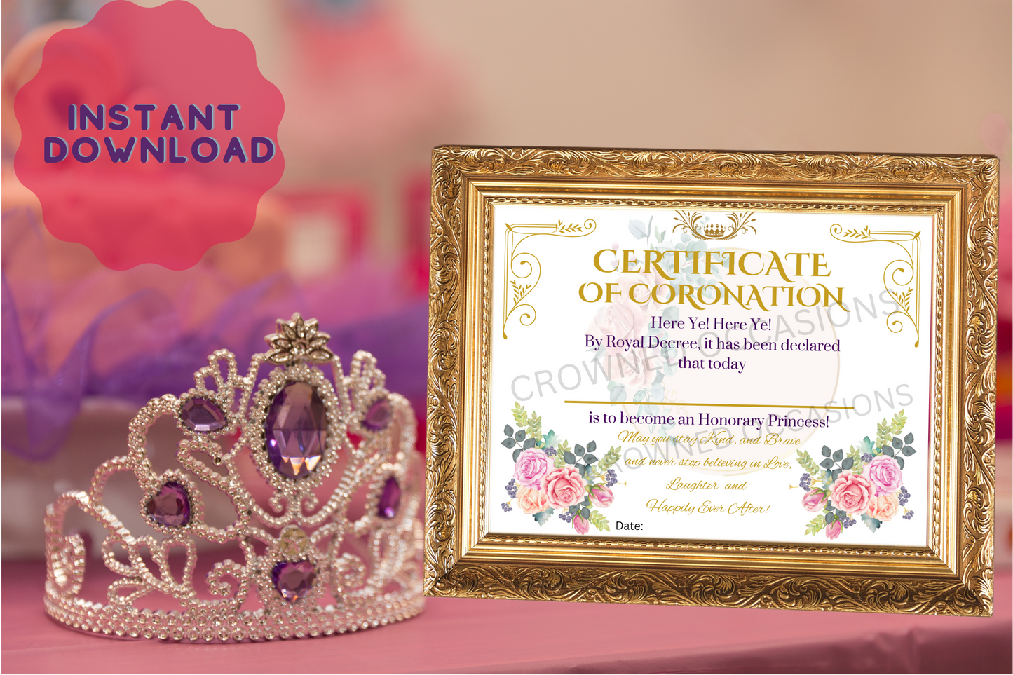 Princess Coronation Certificate for Princess Crowning Ceremony (Personalize through Corjl)